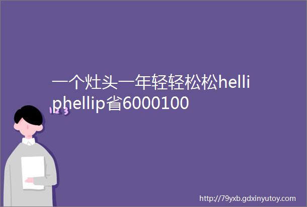 一个灶头一年轻轻松松helliphellip省600010000元用过都说好